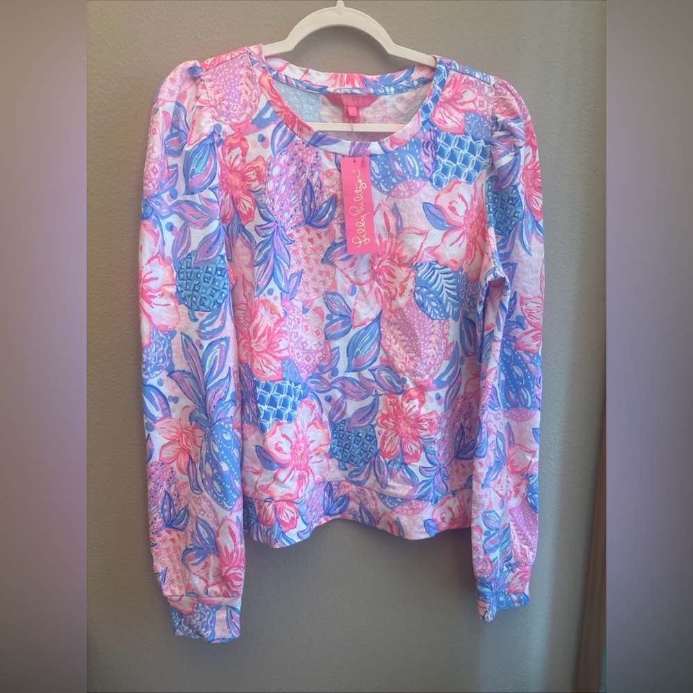 Lilly Pulitzer Jansen Long Sleeve Sweater Pink Isle Snappy Turtle Sweatshirt LRG